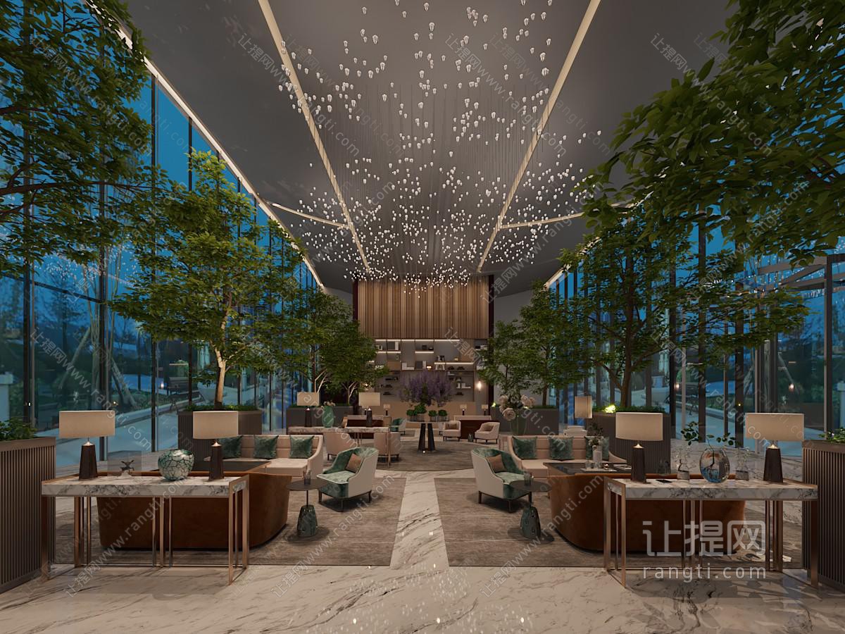现代轻奢大厅前台接待区