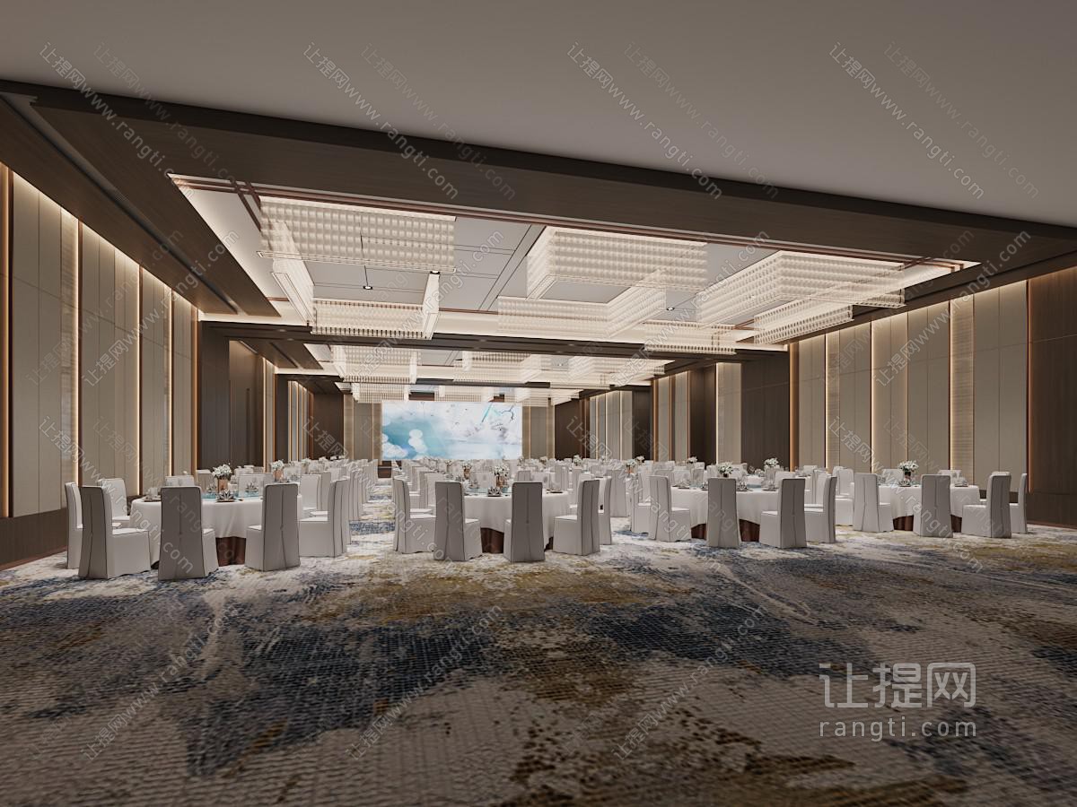 新中式酒店宴会厅、就餐区
