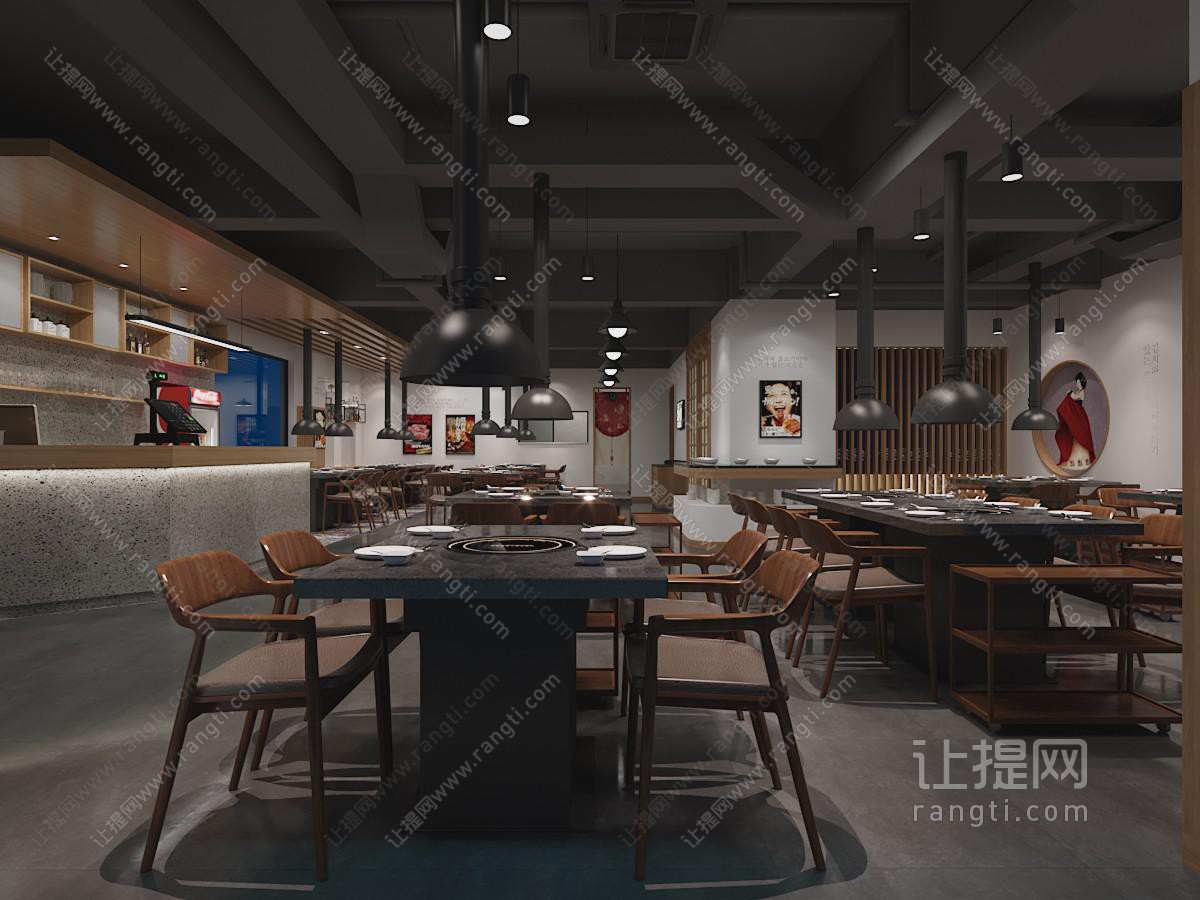 现代饭店餐馆火锅店就餐区