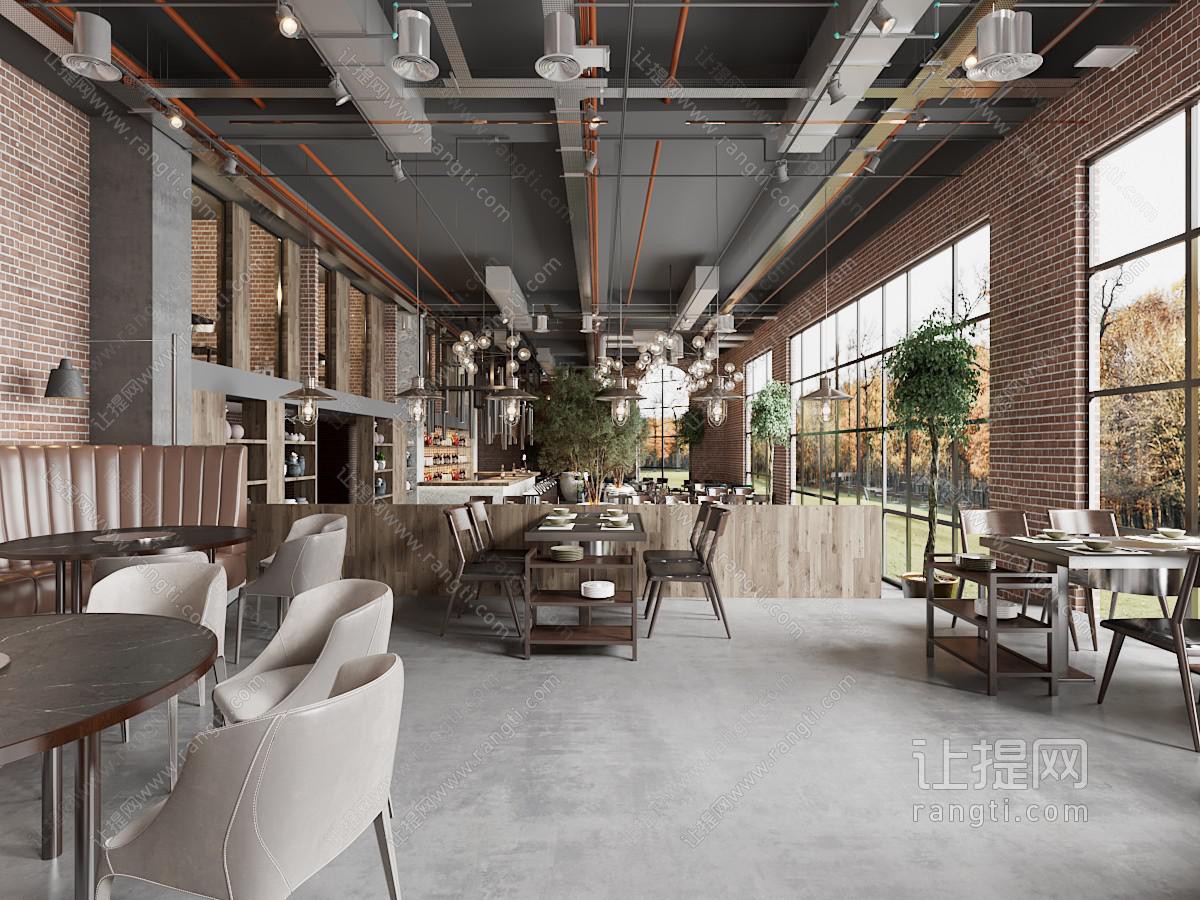 工业loft饭店餐馆就餐区