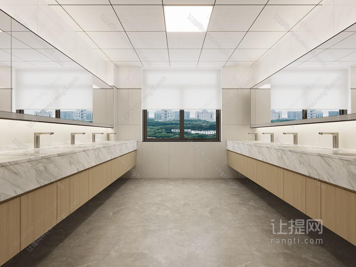 现代学校公共洗漱间