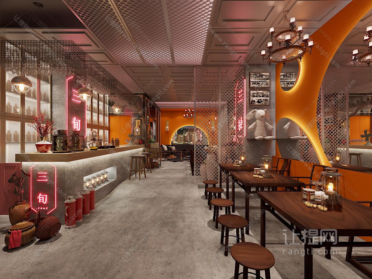 工业loft饭店餐馆就餐区
