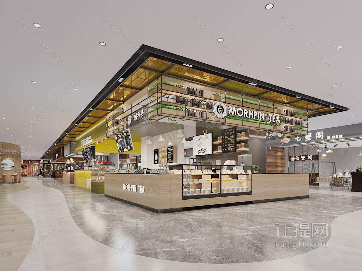 现代商业街奶茶店