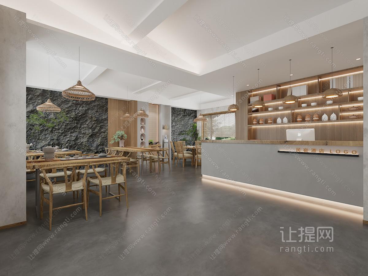 新中式民宿酒店前台接待区