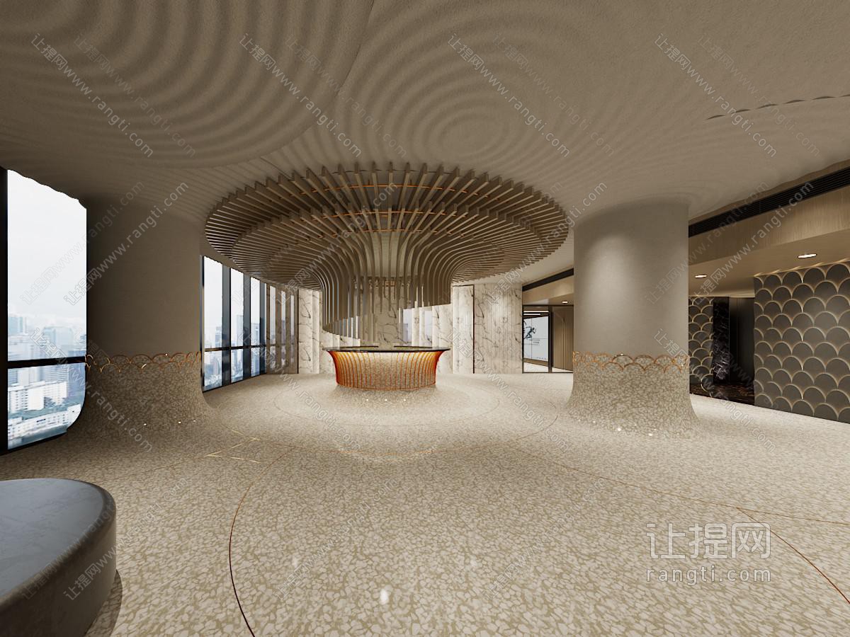 新中式大堂前台接待区