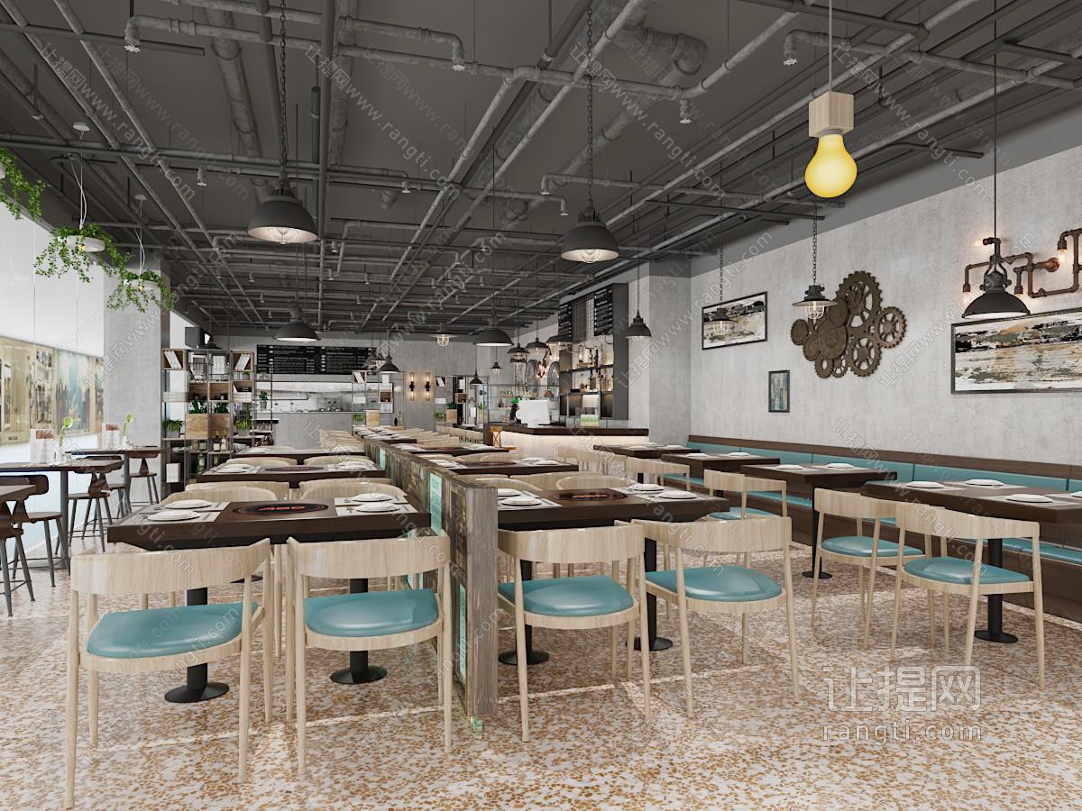 工业loft饭店餐馆就餐区