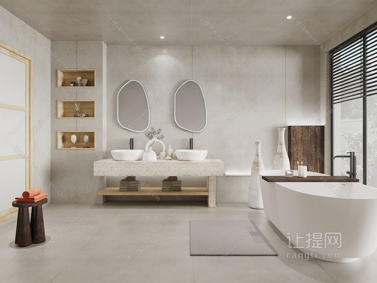 侘寂风卫浴间、洗手间