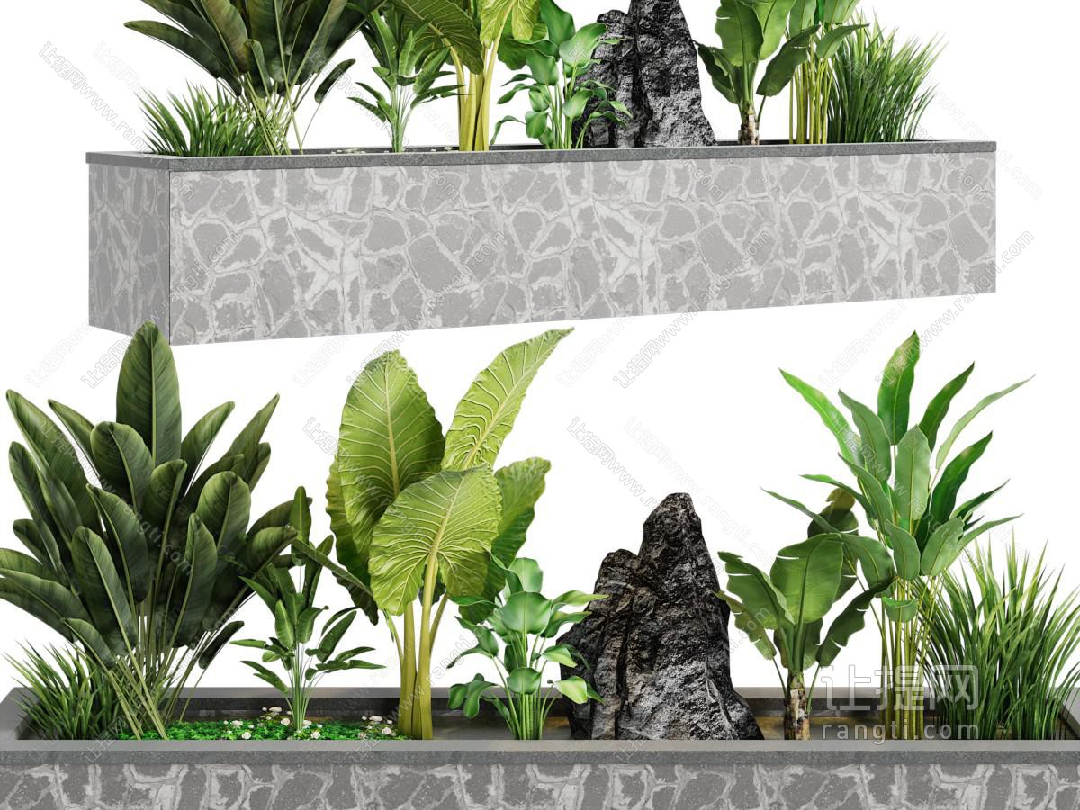 现代户外花坛盆栽植物景观园艺小品