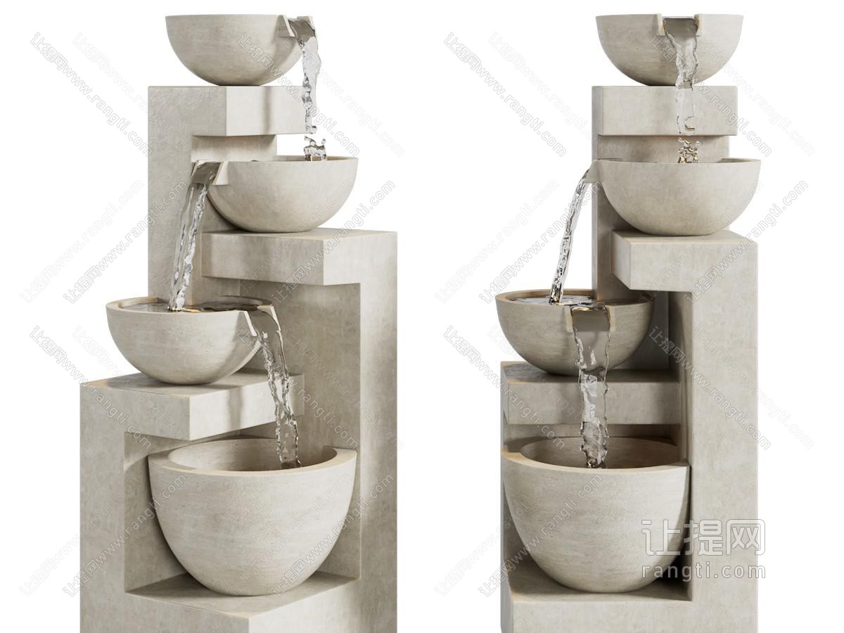 侘寂风喷泉水景园艺小品