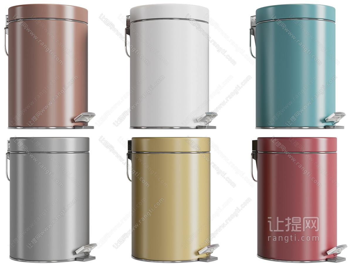现代金属圆形踩踏式垃圾桶