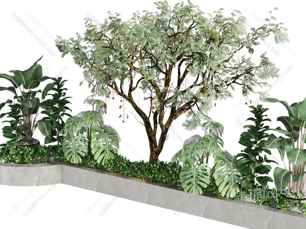 现代花坛花草植物树木景观园艺小品