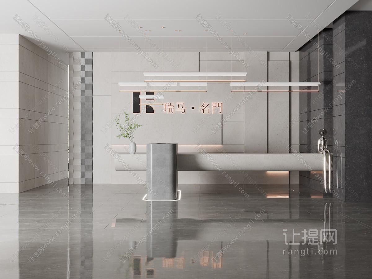 现代售楼处大堂前台接待区