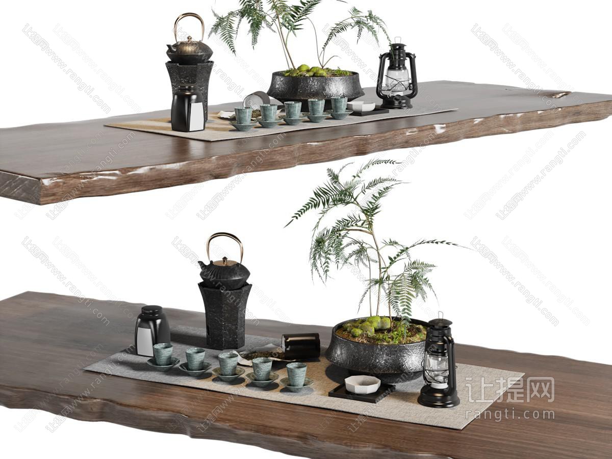 现代茶具杯子、煤油灯