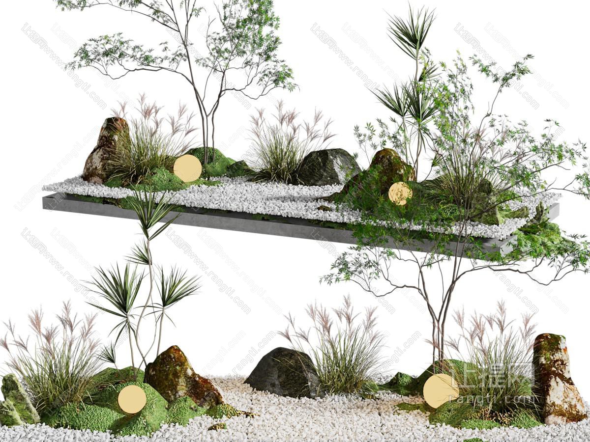 现代花草石子景观园艺小品