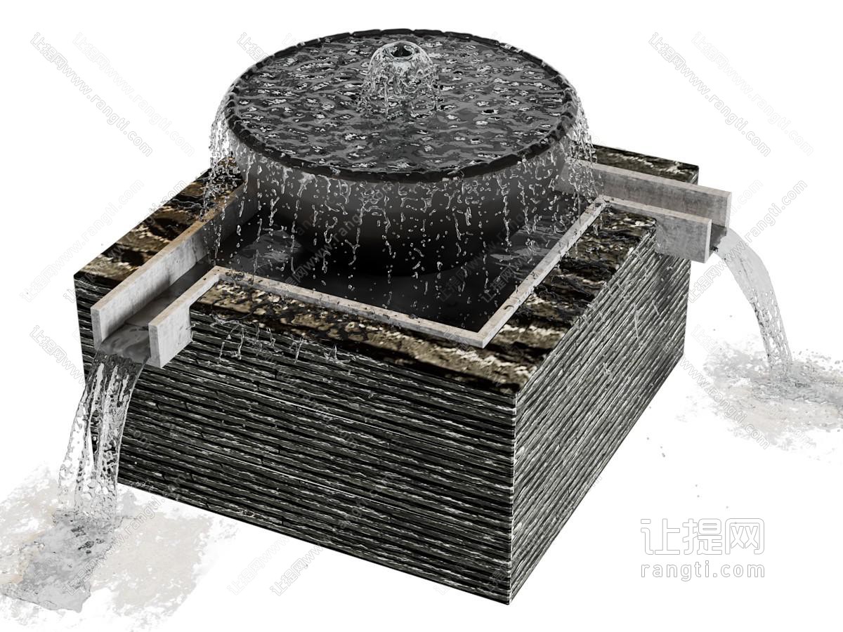 新中式喷泉水景景观小品