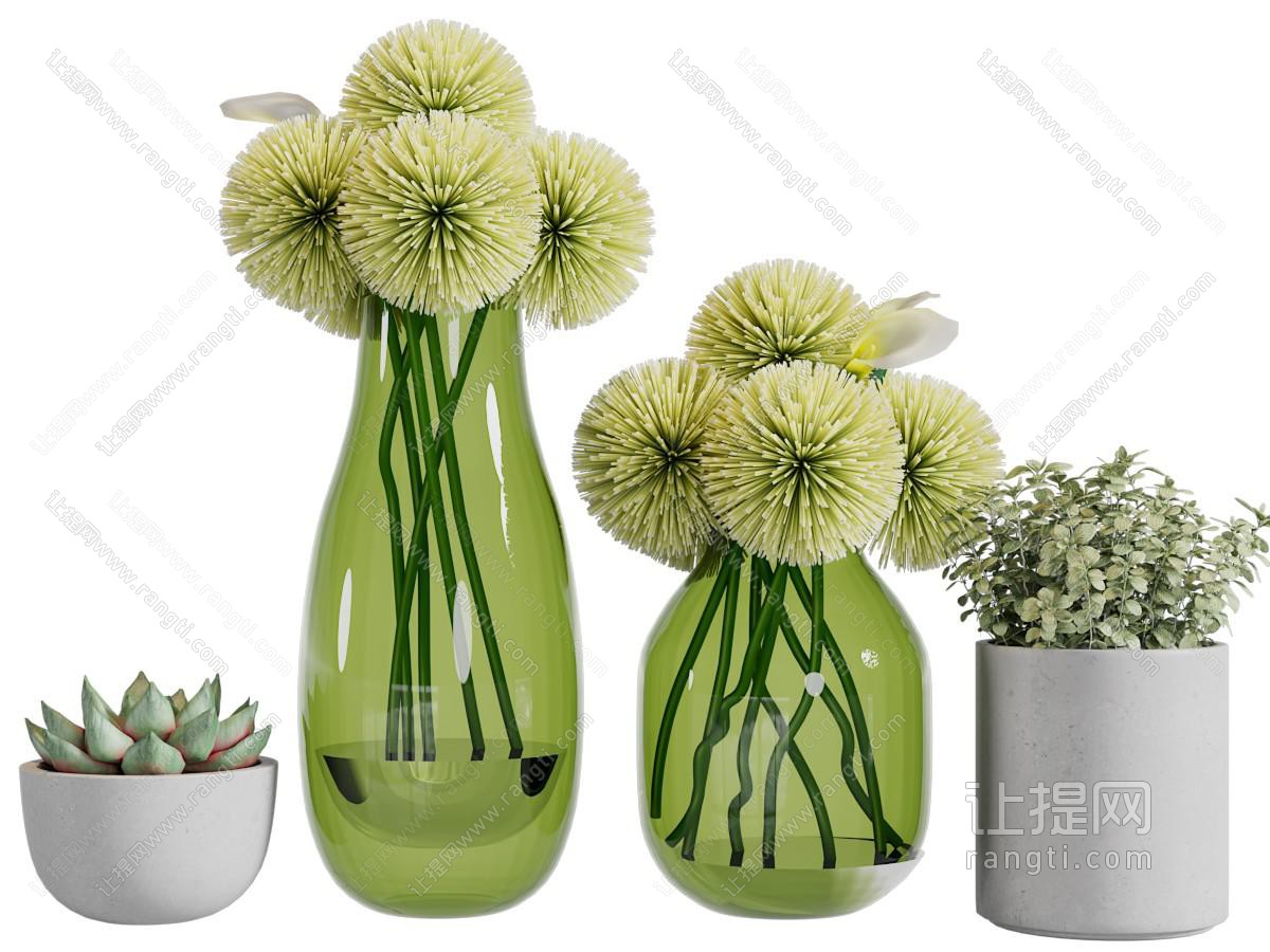 现代玻璃花瓶花卉