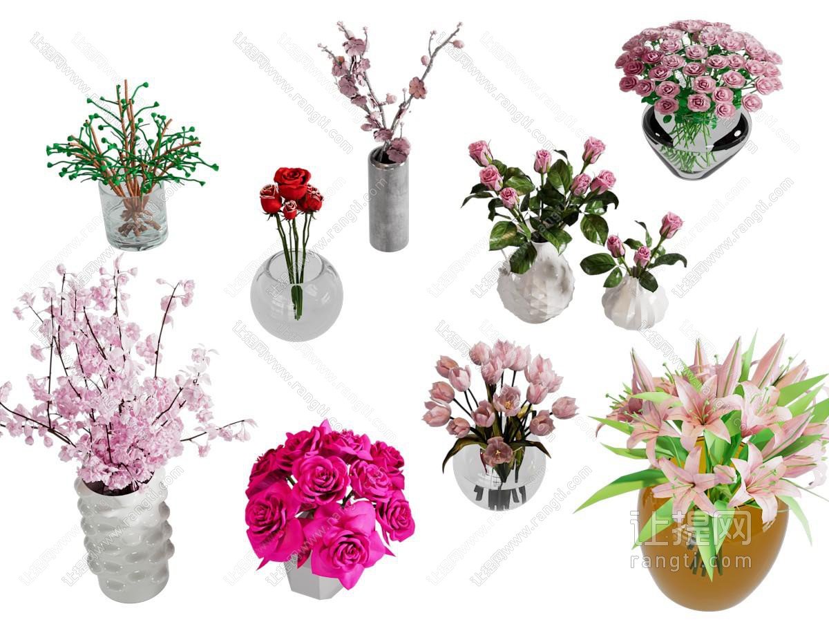 现代花瓶花卉