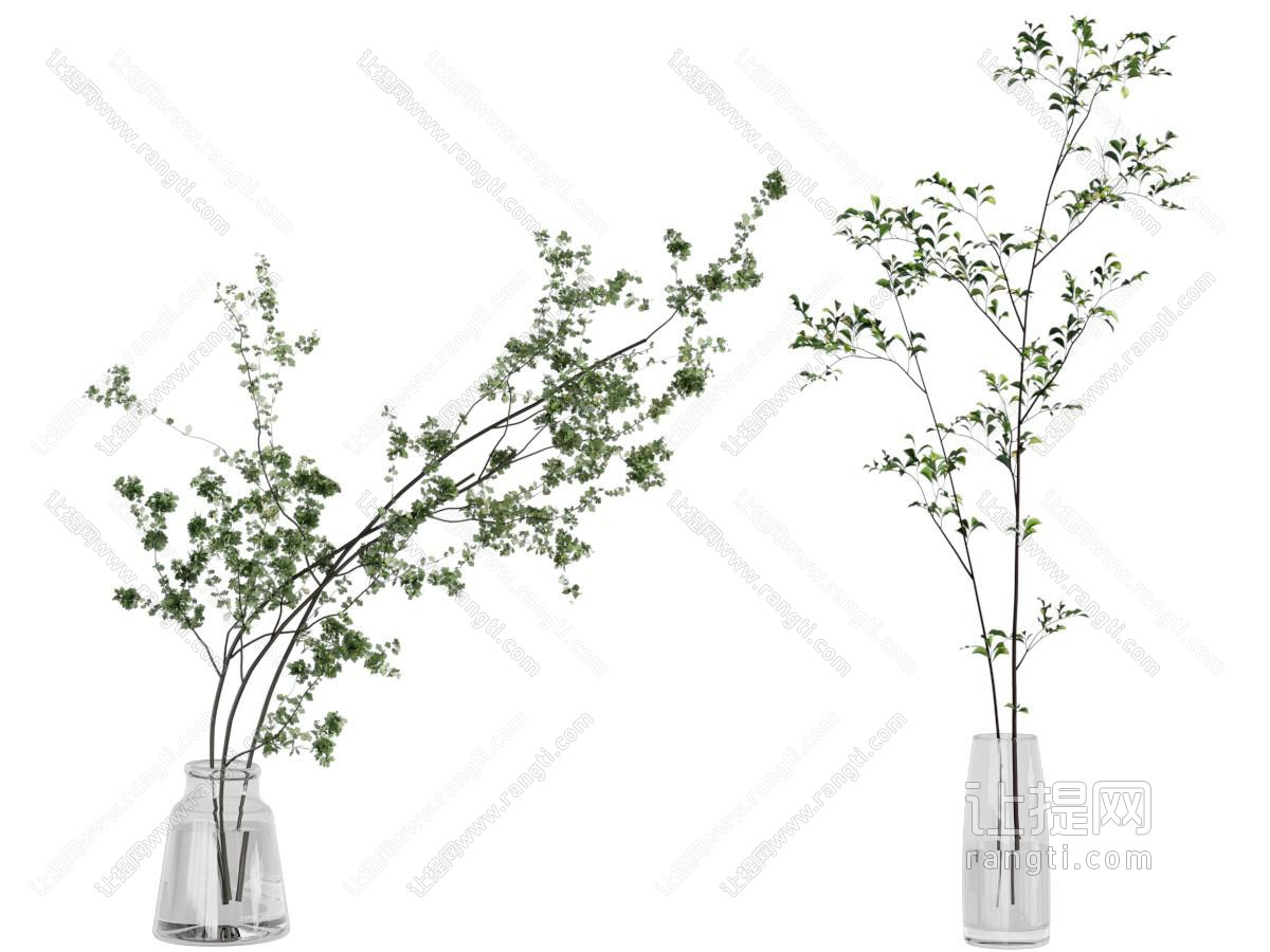现代玻璃花瓶花卉