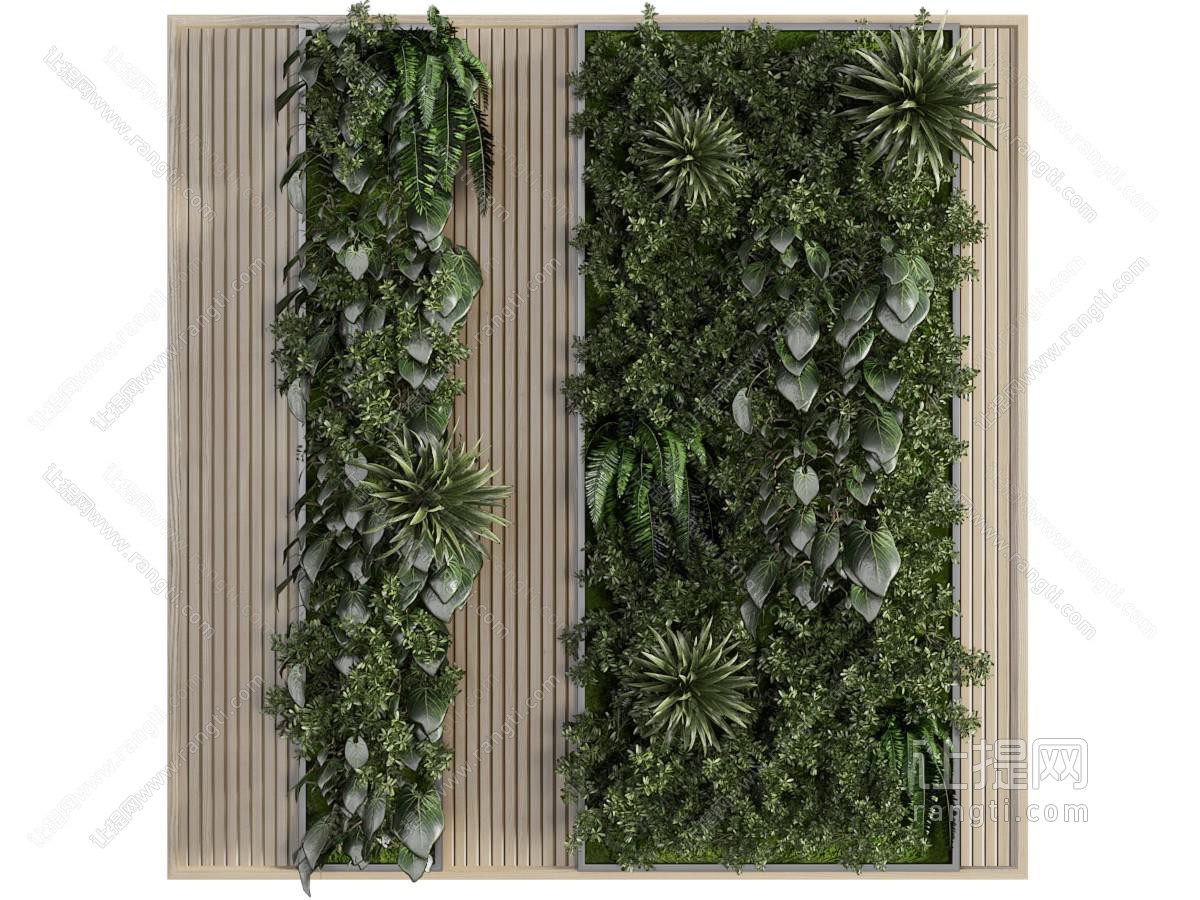 现代实木植物墙