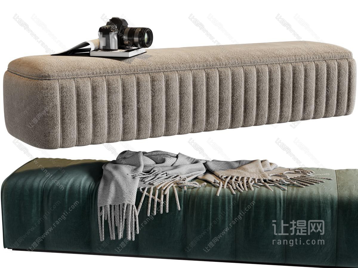 现代长方形沙发凳
