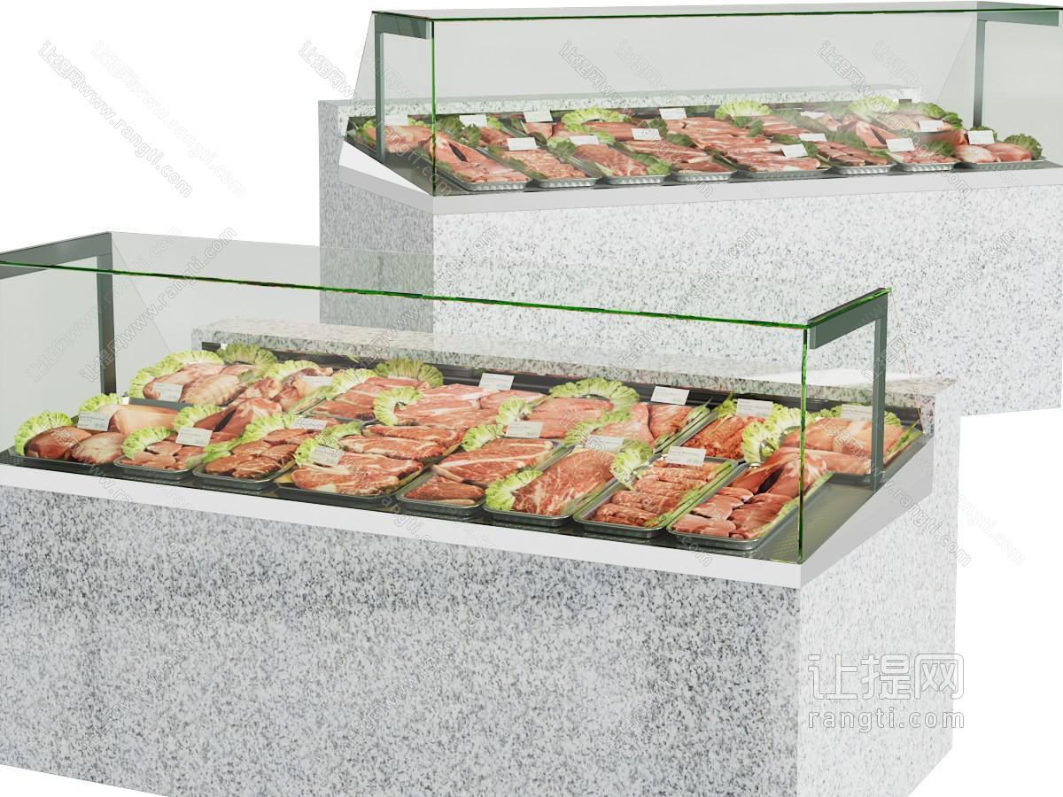 现代生鲜肉品保鲜展柜、货架