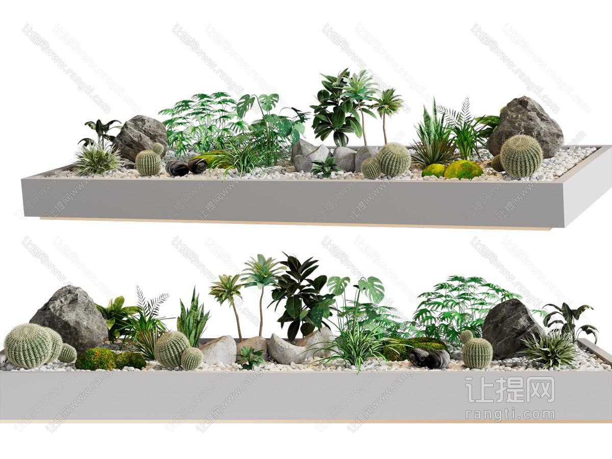 现代花坛花草石头景观园艺小品