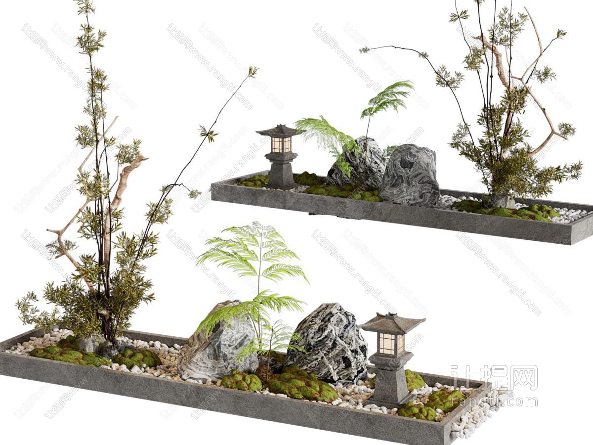 新中式假山、草坪灯景观园艺小品