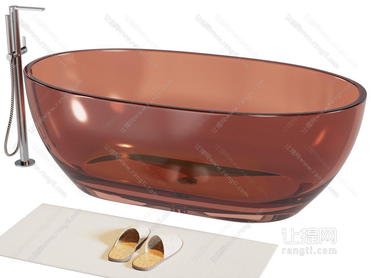 现代透明茶色椭圆形浴缸浴盆