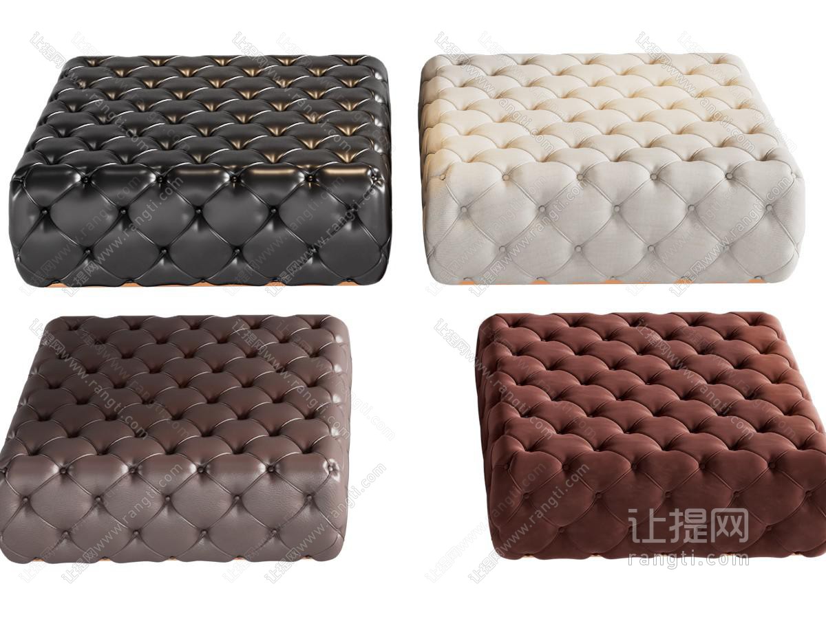 简欧方形沙发凳