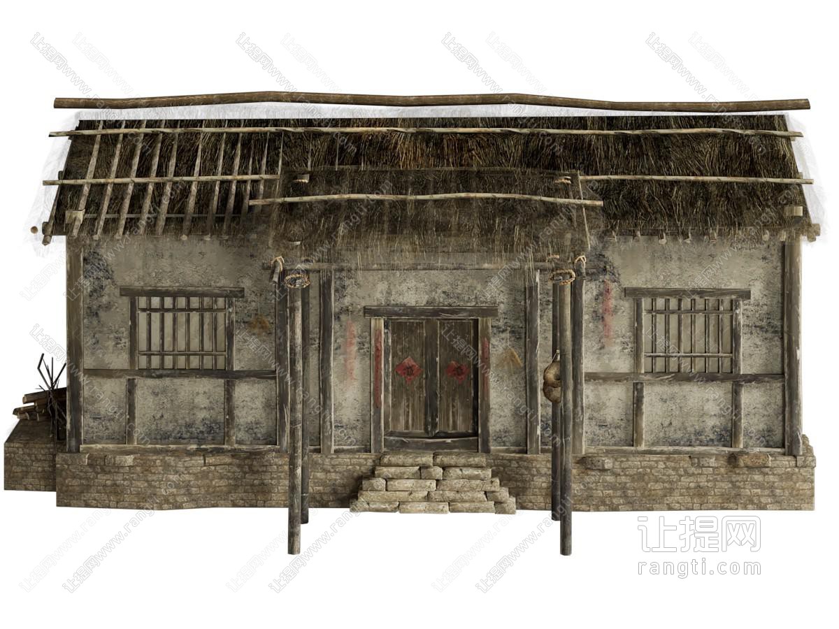 中式民宿茅草屋