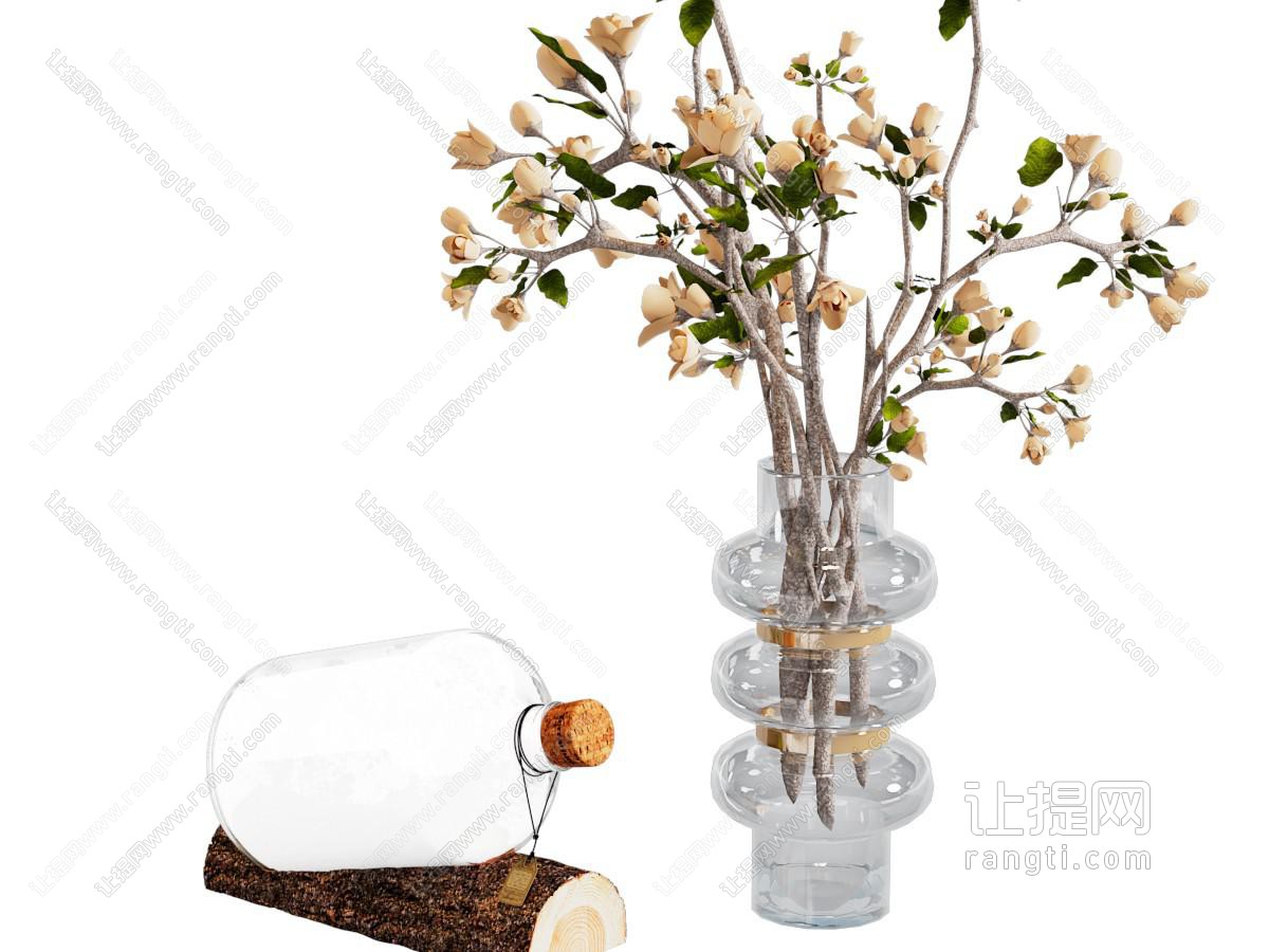 现代玻璃花瓶花卉