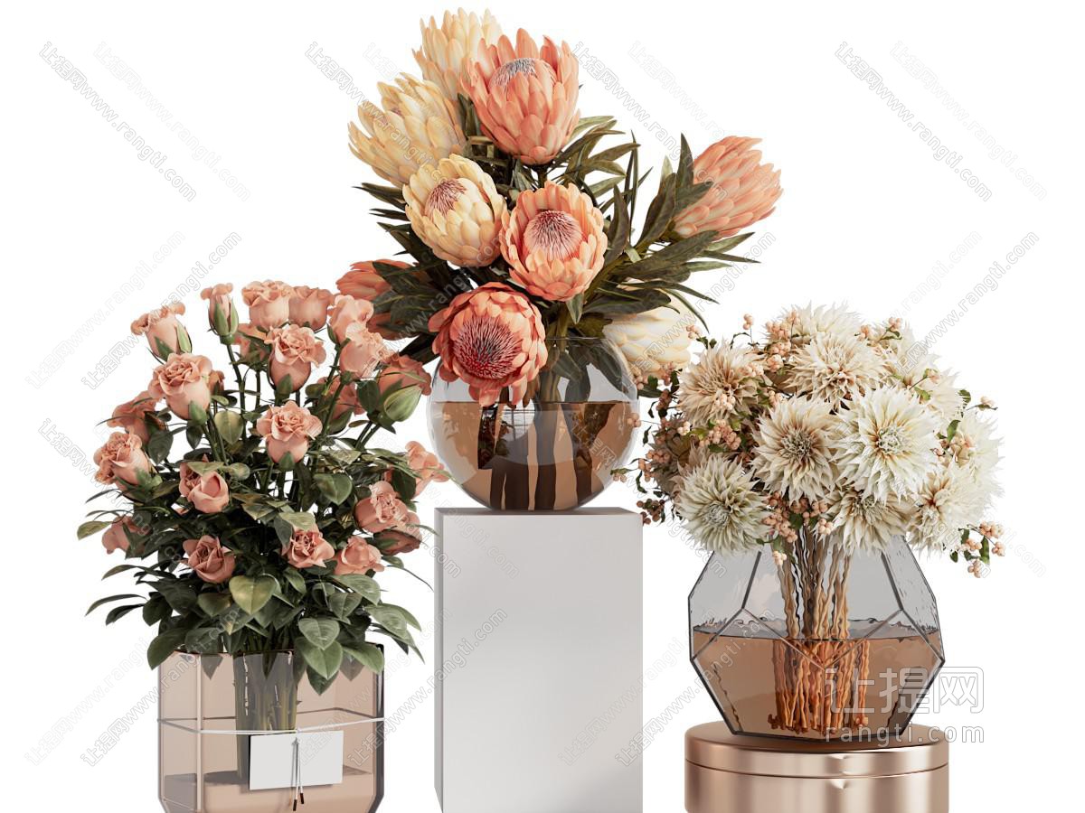 现代玻璃花瓶花卉