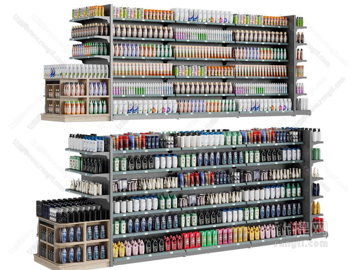 现代便利店洗化用品货架、展柜