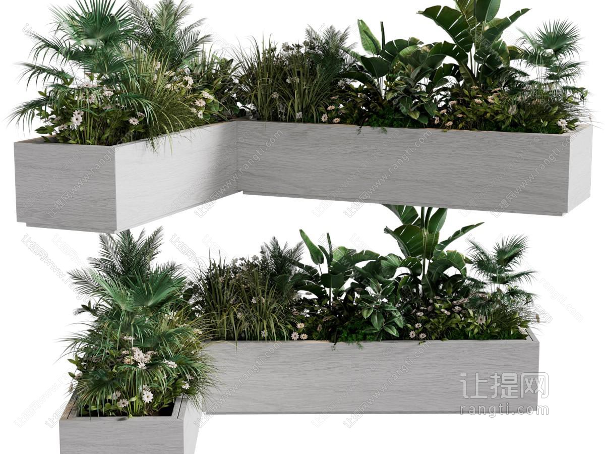现代转角花坛花草植物景观园艺小品