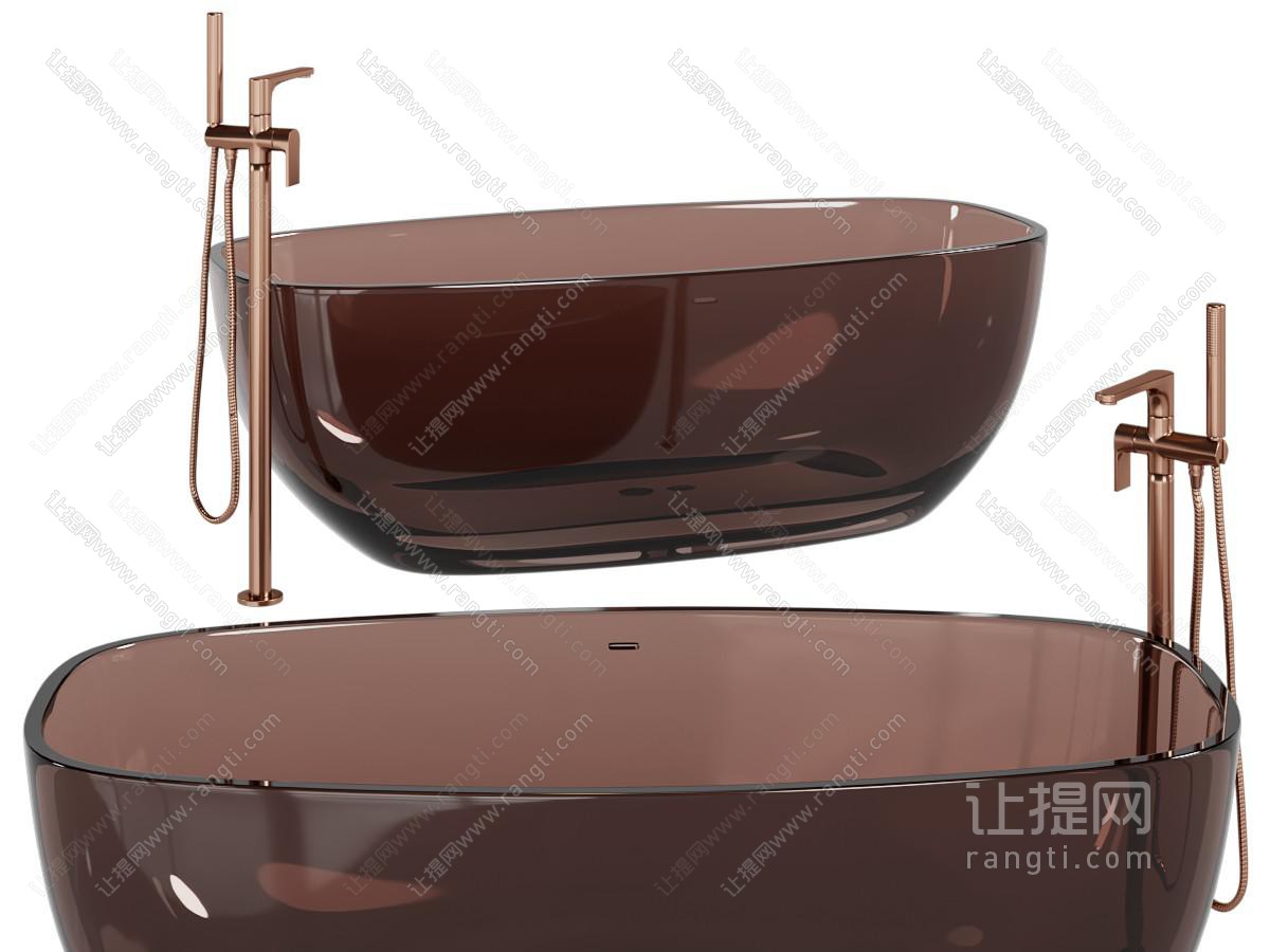现代透明茶色浴缸浴盆