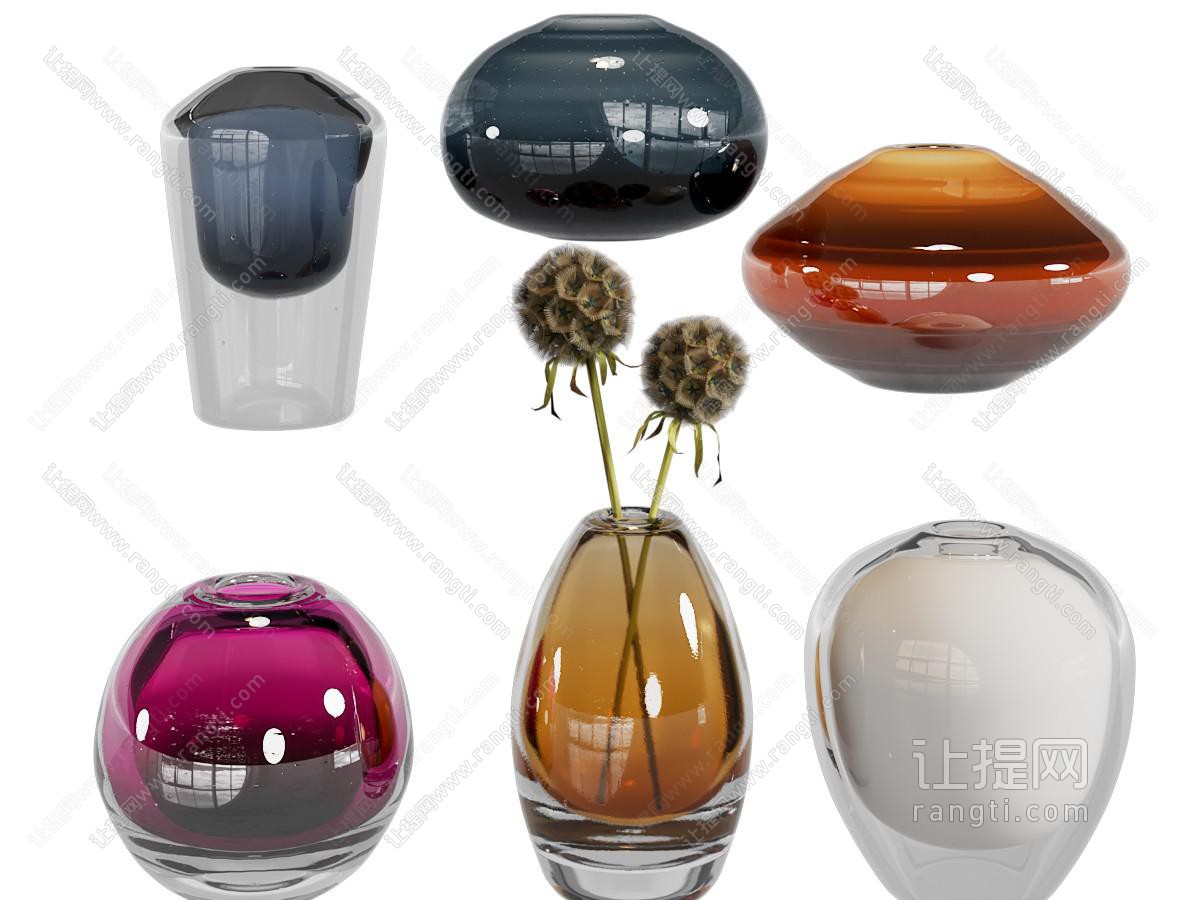 现代玻璃花瓶花卉