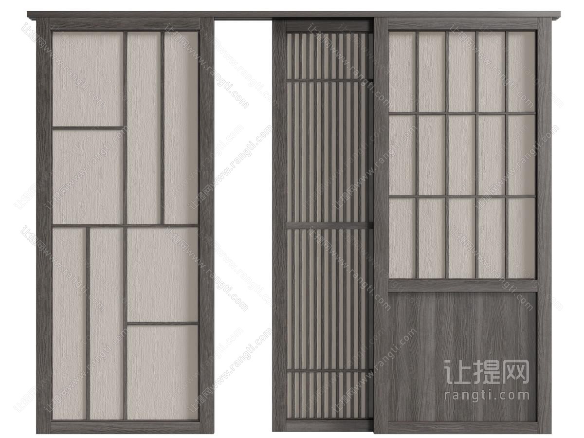 新中式实木推拉门