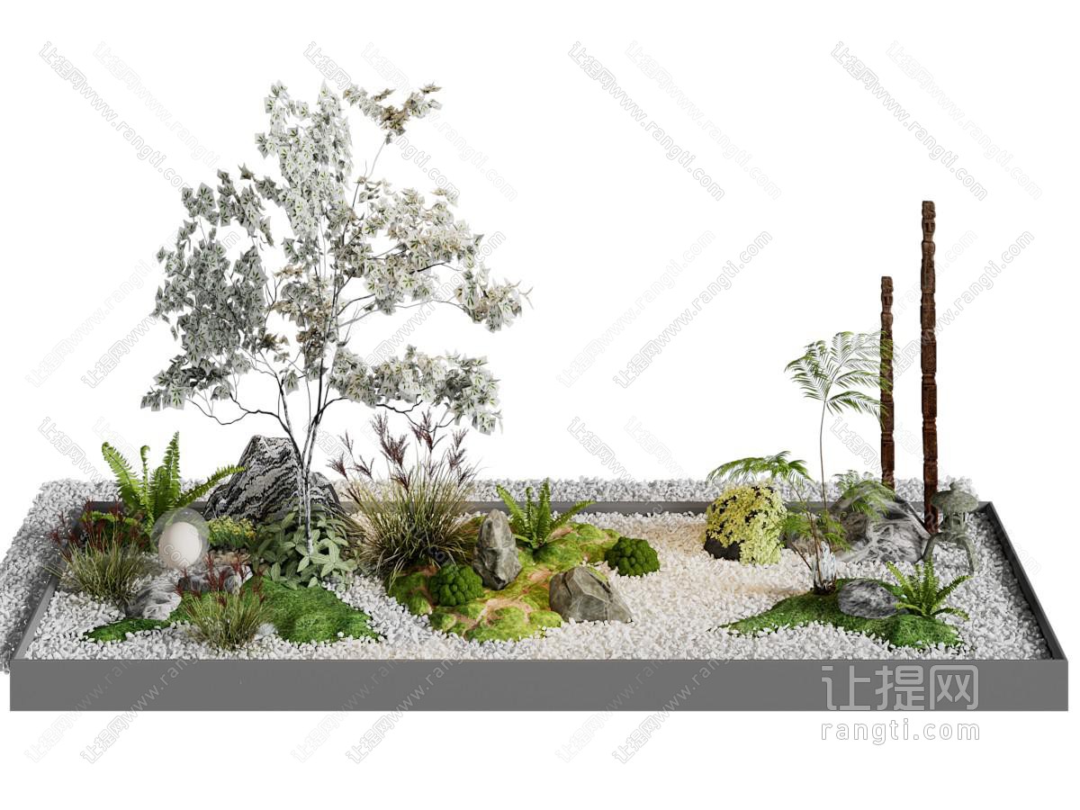现代花坛植物、石子景观园艺小品