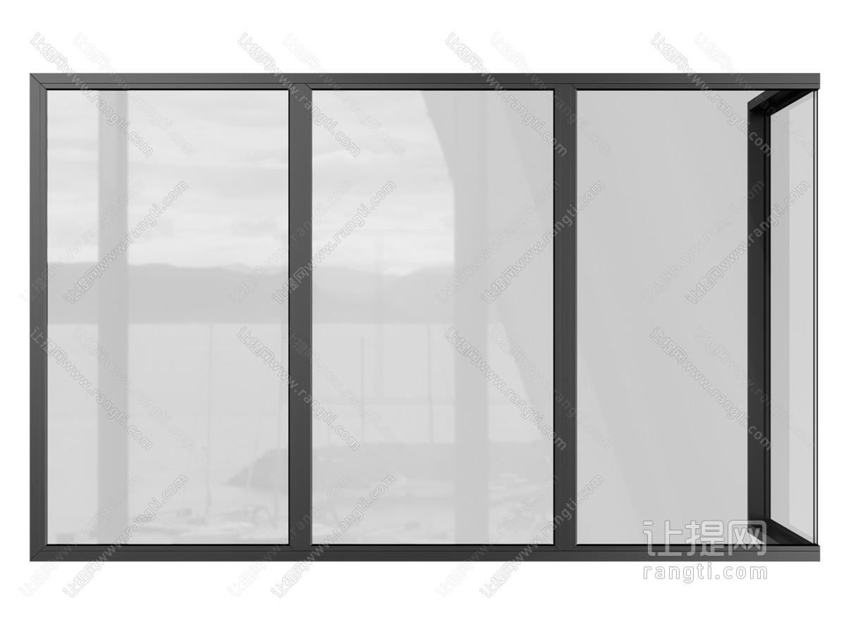 现代阳台转角推拉窗户