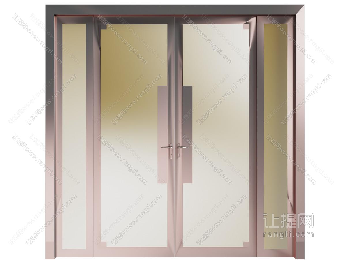 现代铜制办公商用入户大门、双开门