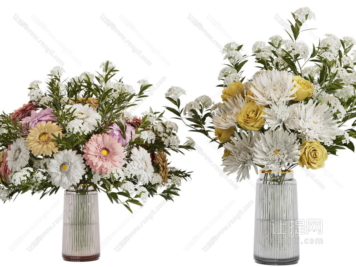 现代玻璃花瓶花卉