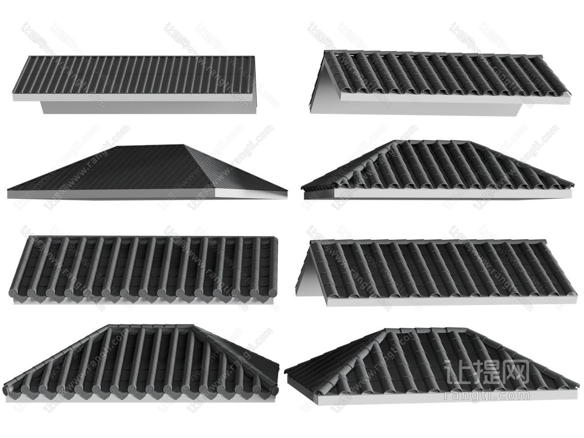 新中式瓦片屋檐建筑构件