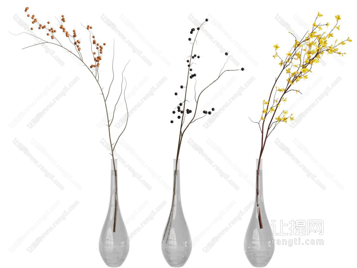 现代玻璃花瓶花卉
