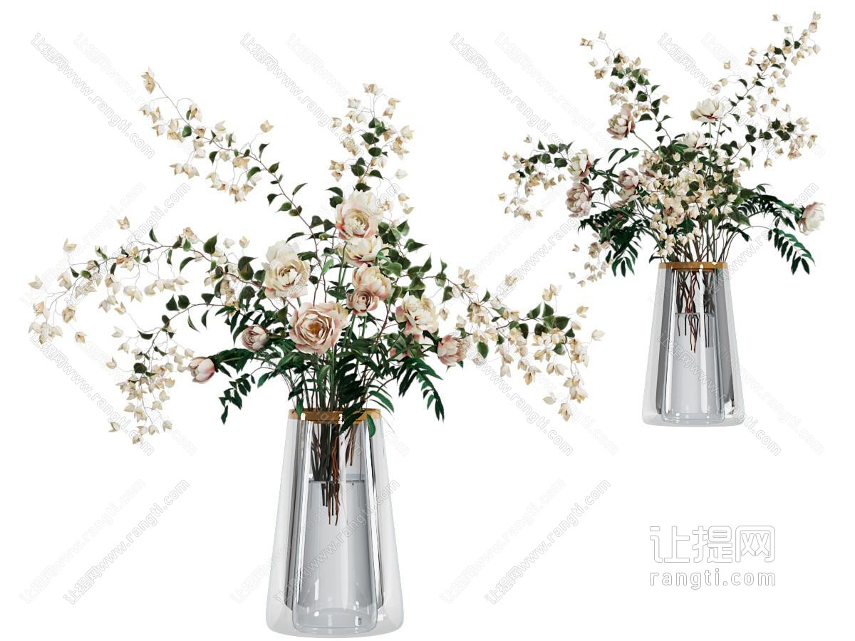 现代玻璃花瓶花卉