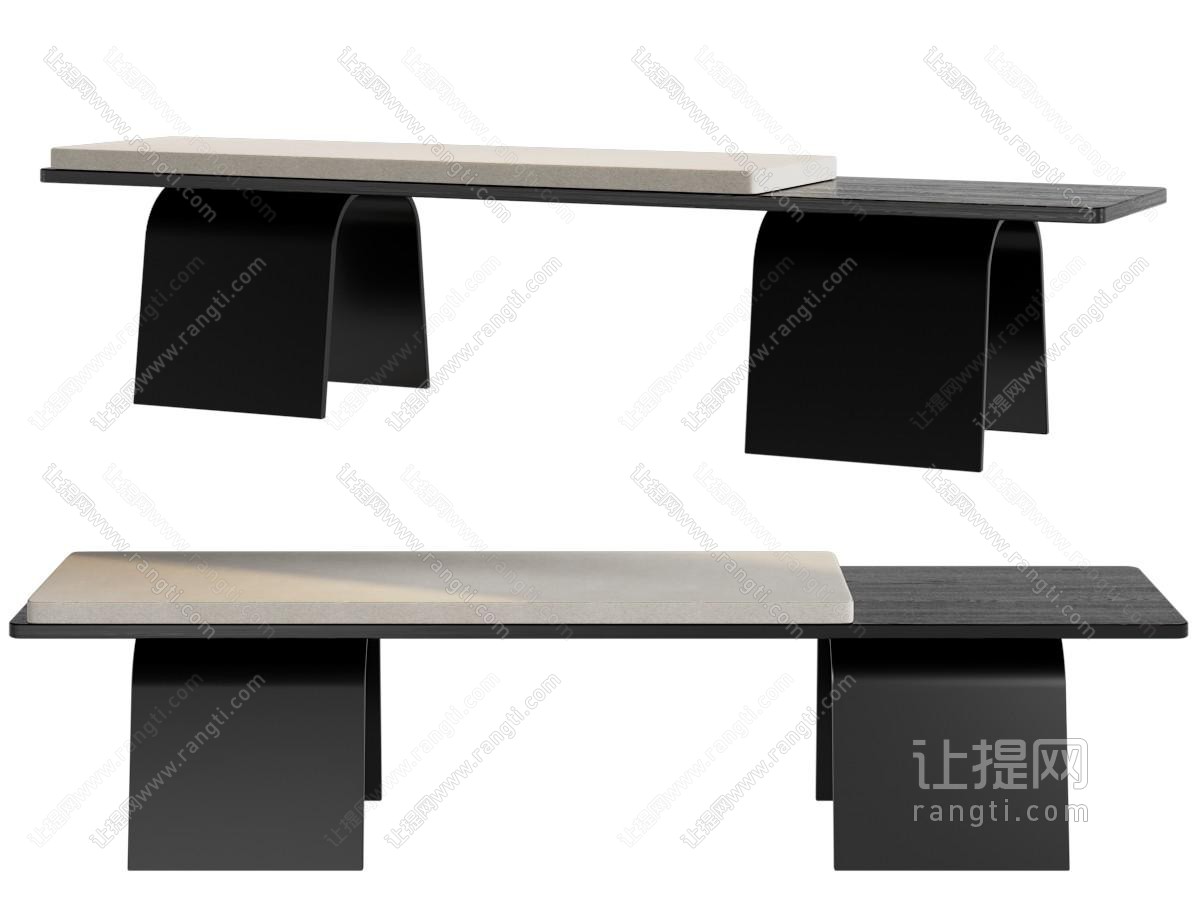 新中式长方形沙发凳