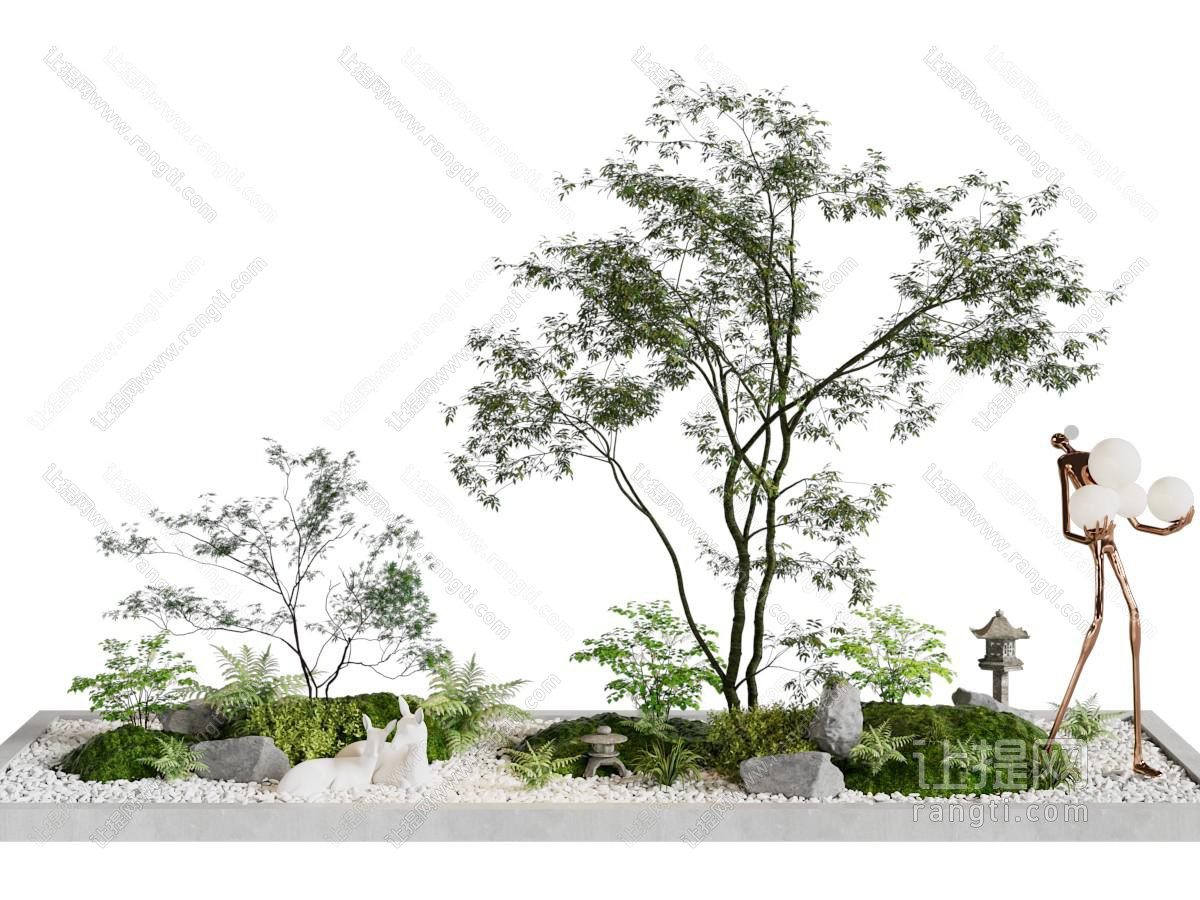 现代户外花草石头景观园艺小品