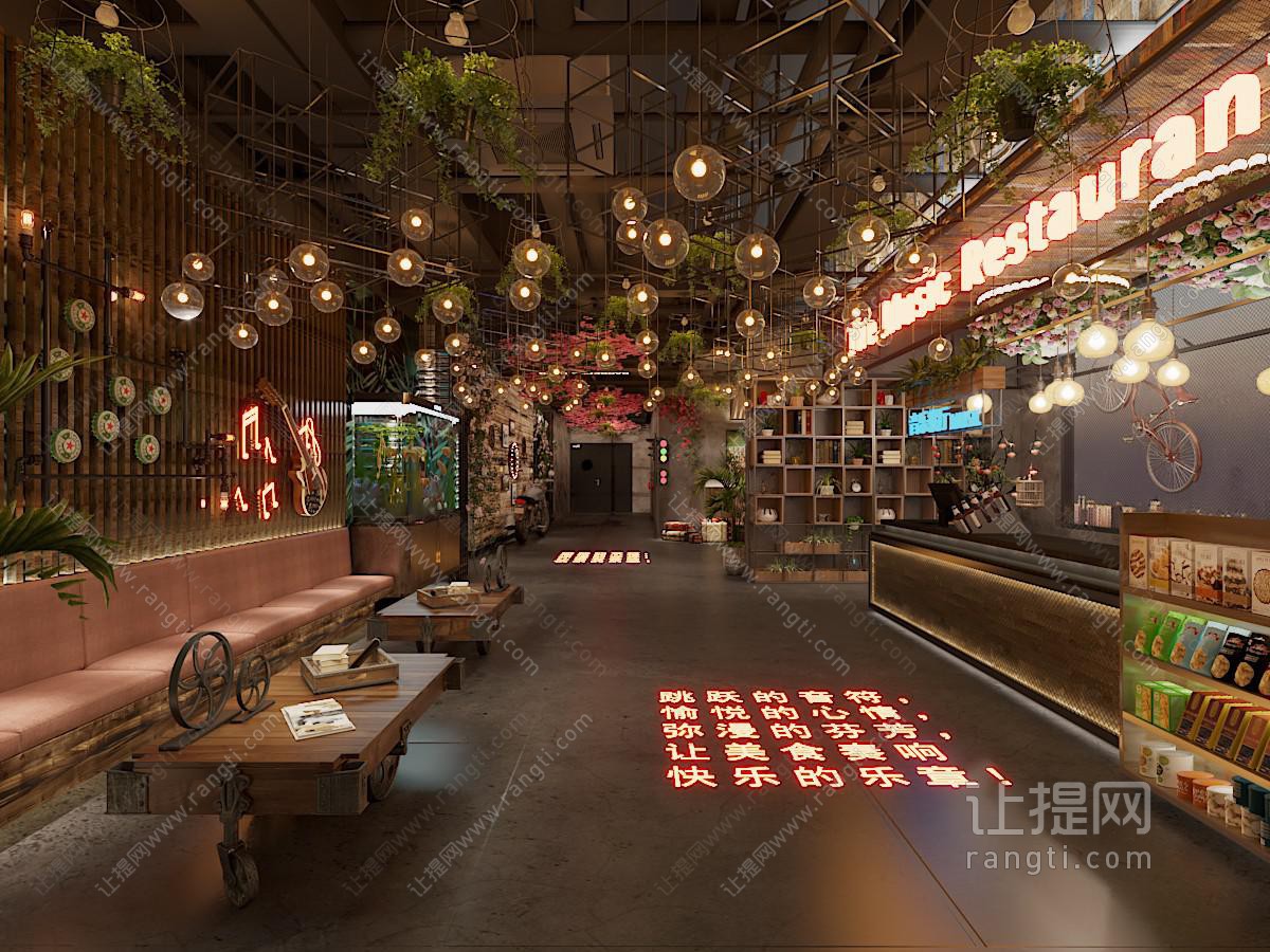 工业风loft饭店餐馆就餐区