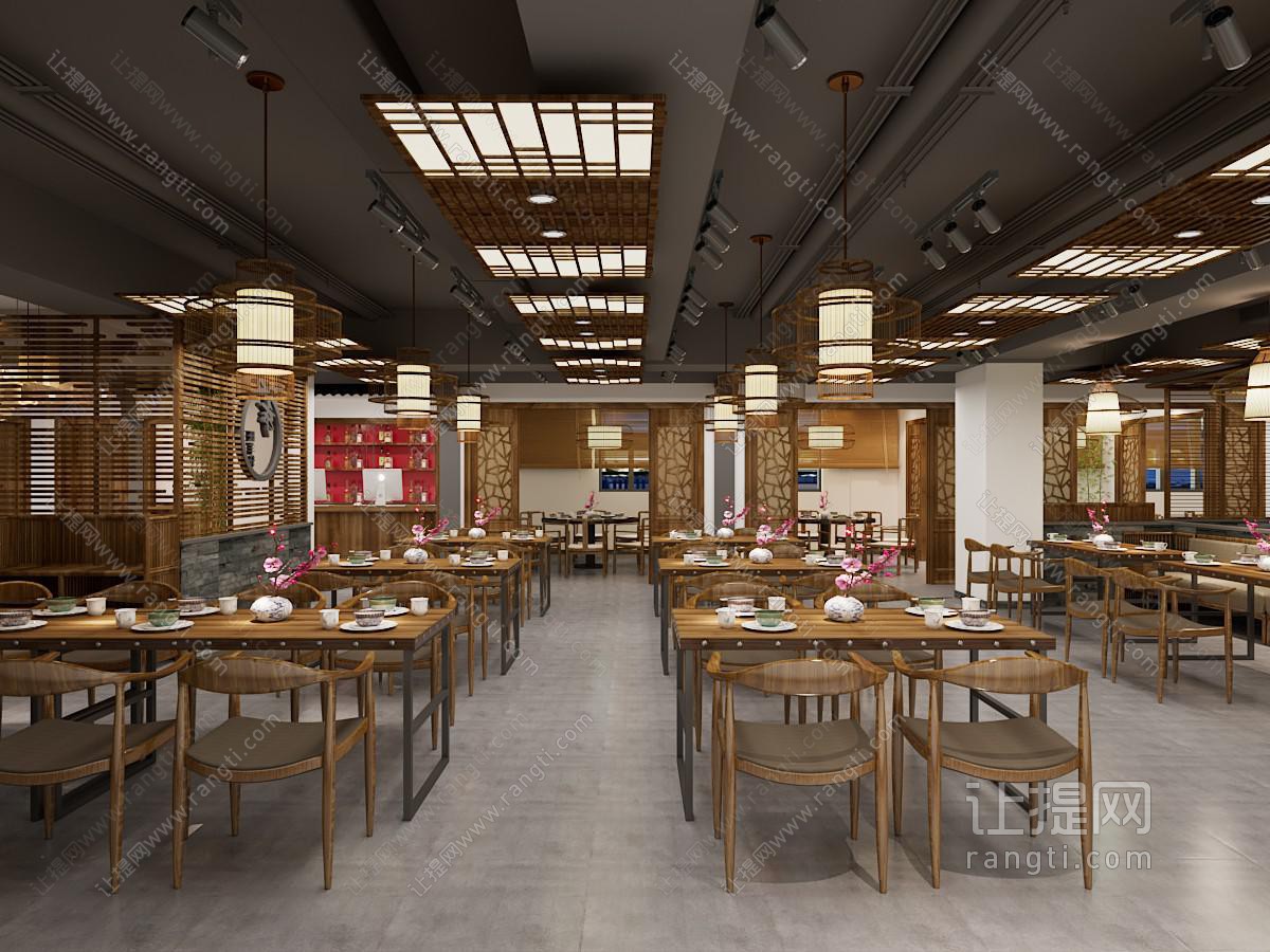 新中式饭店餐馆就餐区