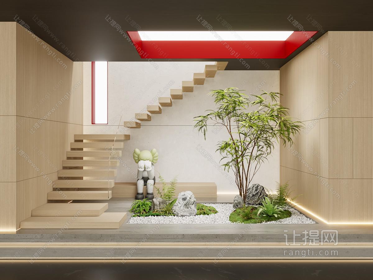 现代楼梯间景观园艺小品