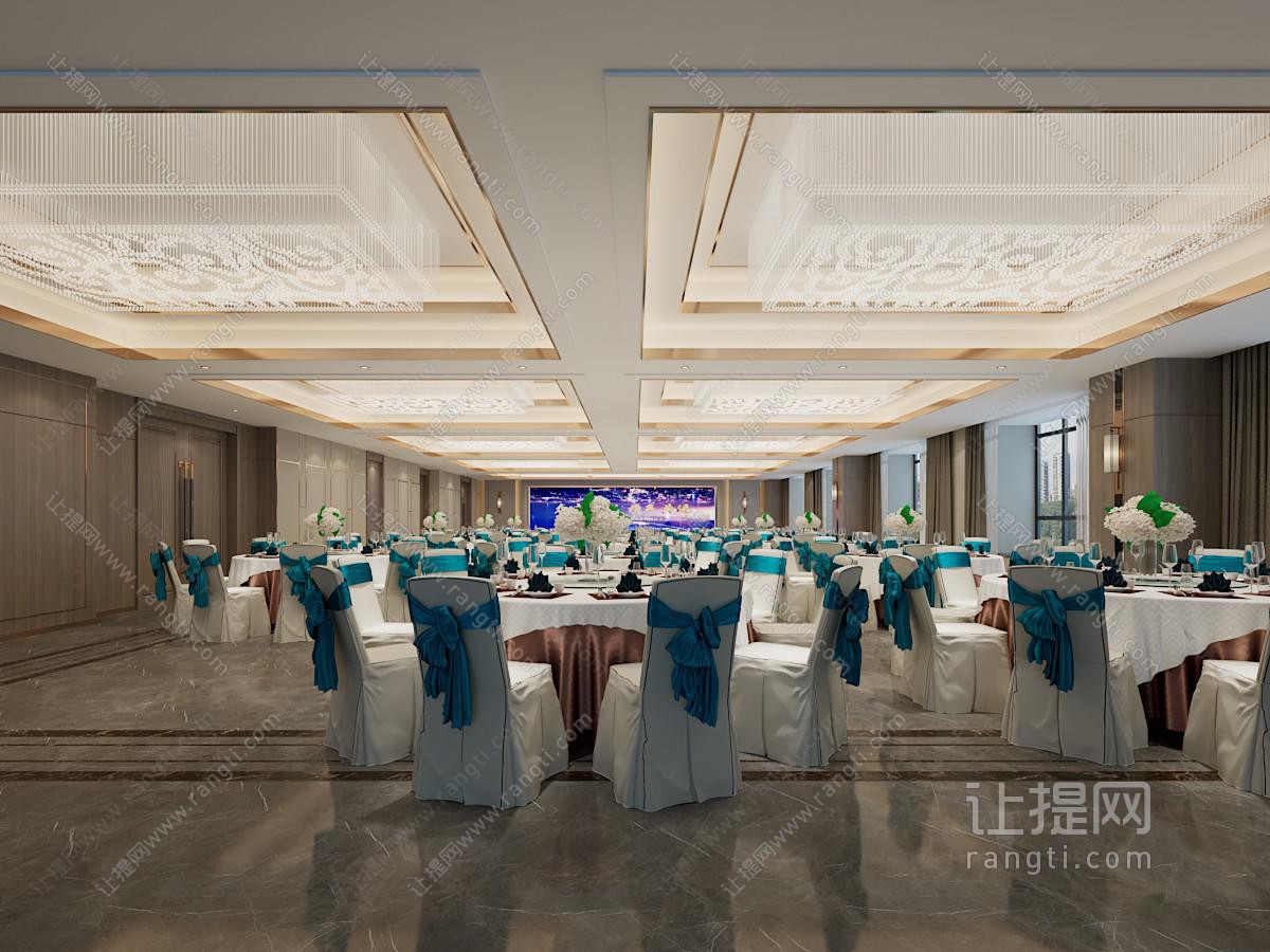 新中式酒店婚庆大厅宴客厅